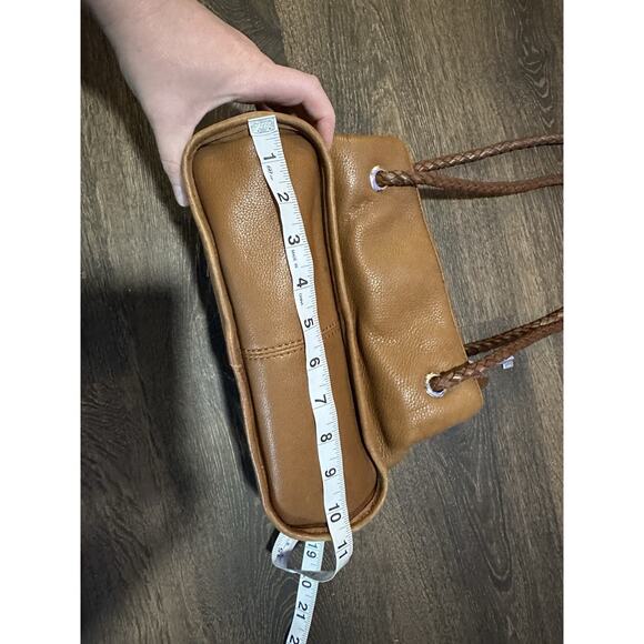 Fossil Vintage Brown Pebbled Leather Shoulder Bag Purse Braided Straps Key - Picture 6 of 13